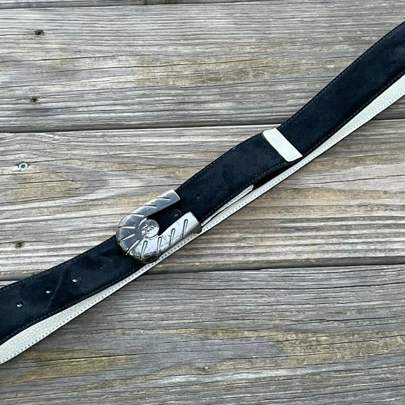 Ermenegildo Zegna Sport Men Belt Black Suede Leather Waistband Size 36-37 In Aut - Picture 10 of 12